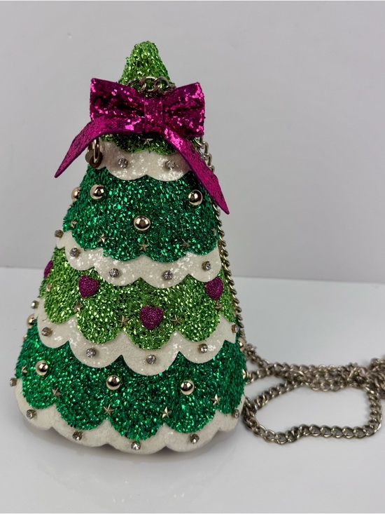 Betsey Johnson Handbags - Betsey Johnson Spruce Me Up Cross Body Gold Chain Purse Bag Christmas Tree Zip